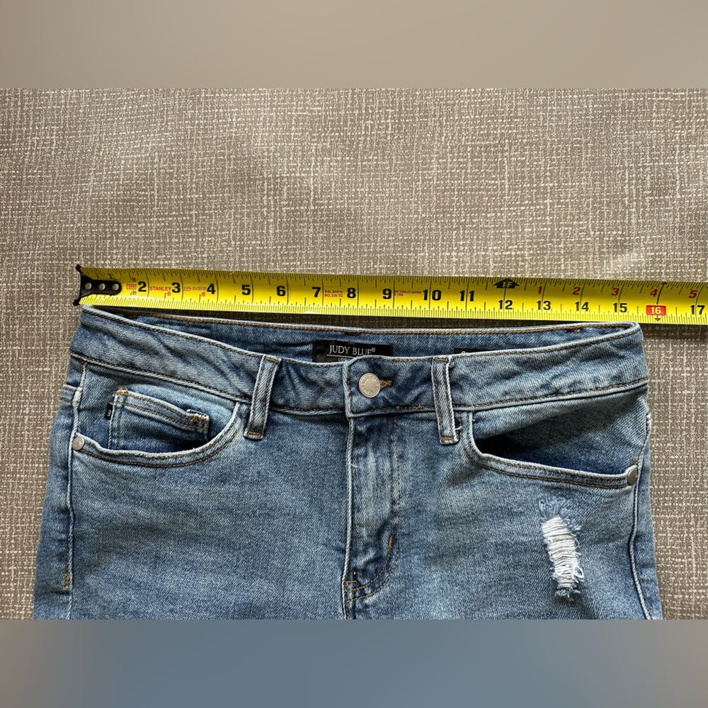 Judy Blue Jeans Womens 9/29 Blue Skinny Blue White Plaid Patch Distressed Denim - Picture 10 of 12